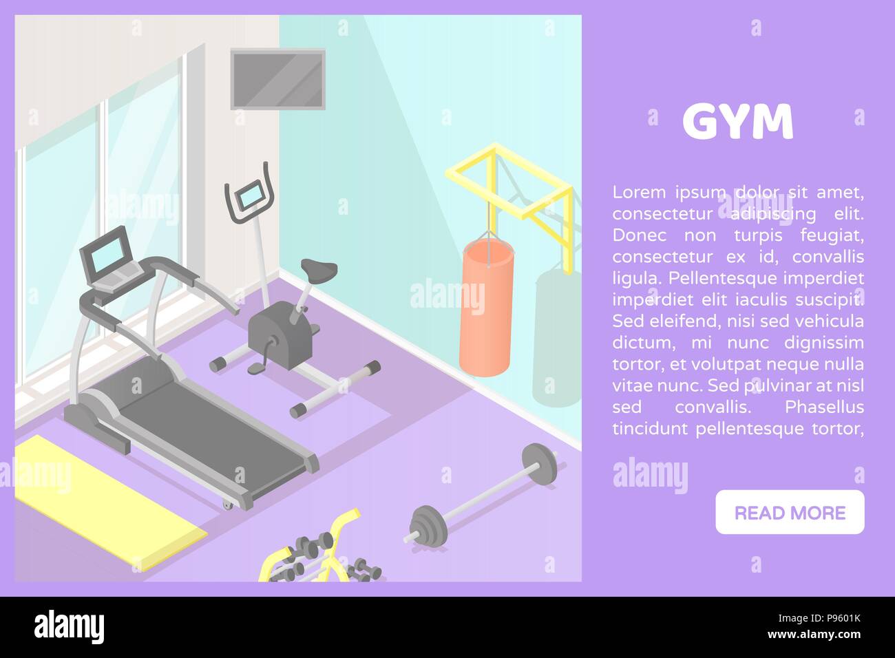 Vector isometric low poly cutaway interior illustartion. Home fitness ...