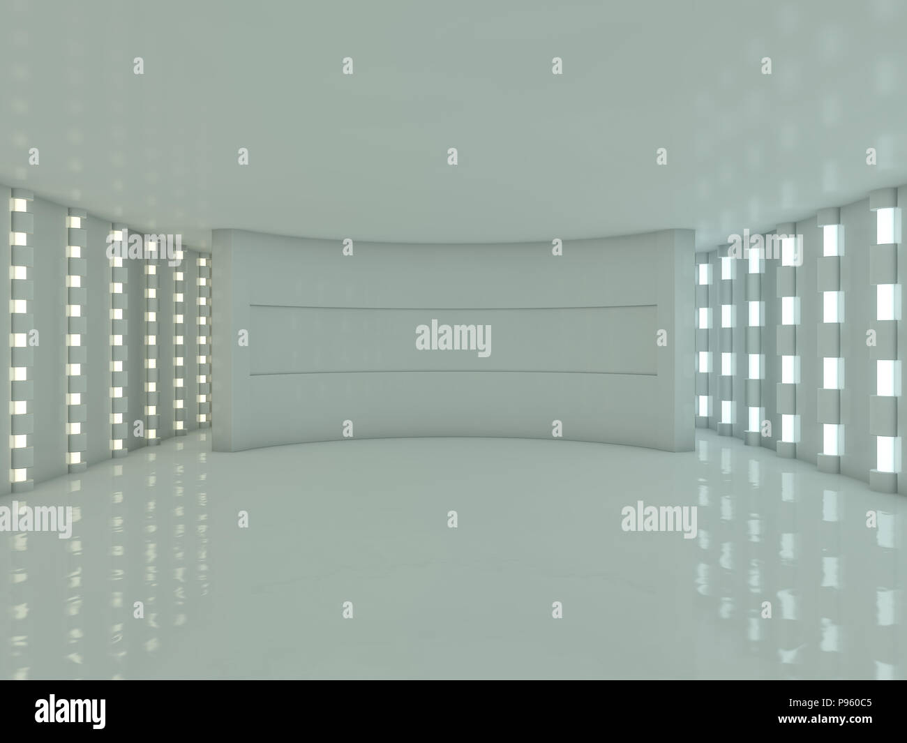 Abstract modern architecture background, empty open space interior. 3D ...