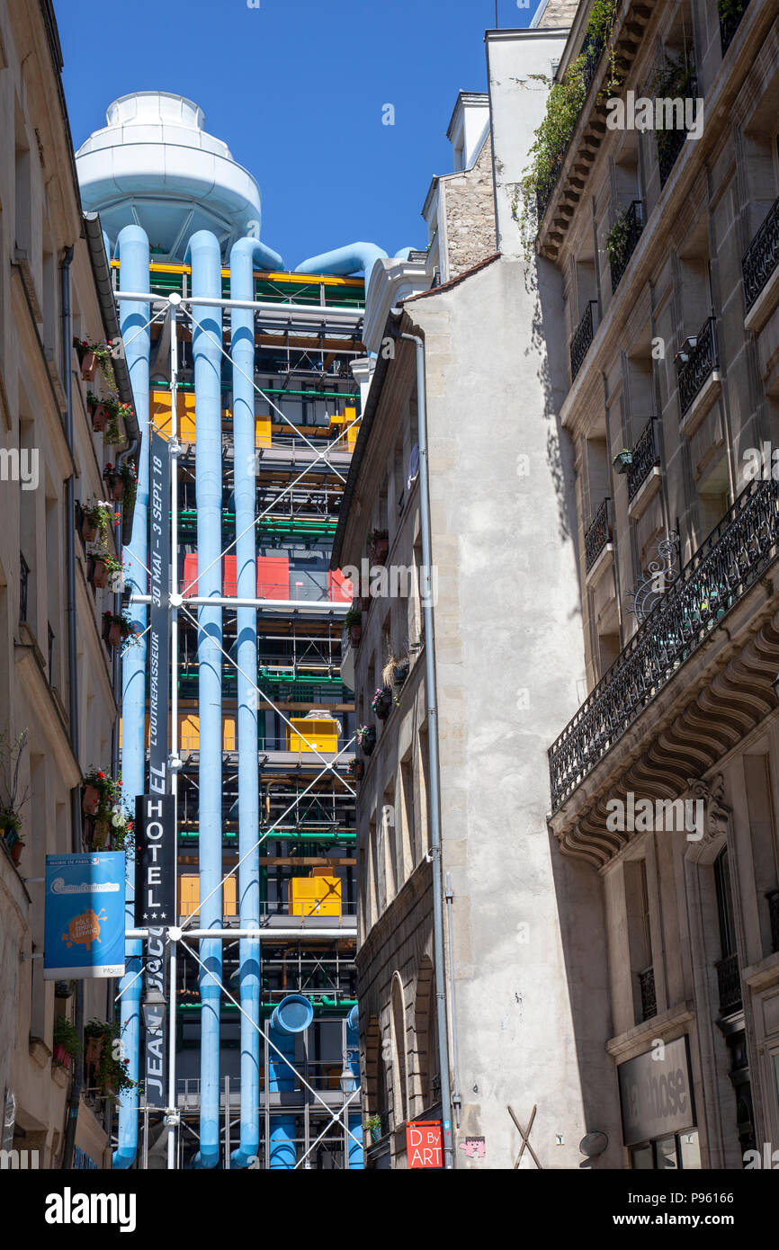 Pompidou Centre Viewed from Rue Simon le Franc in Paris, France Stock Photo
