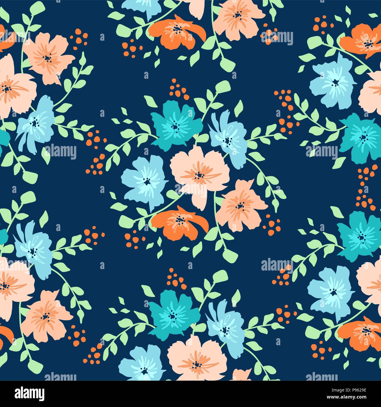 vector seamless floral pattern with daisy flowers Stock Vector Image ...