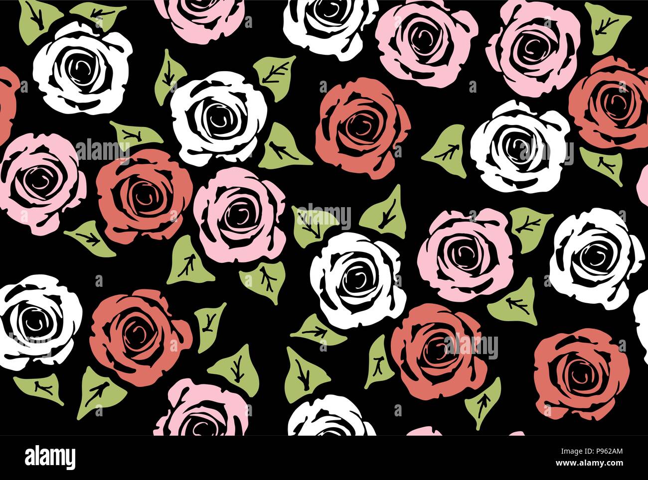 vector seamless floral pattern with rose flowers. floral background ...