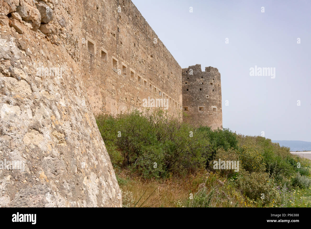 Ottoman Fortress known as 'Koules of Aptera' or 'Fortress of Sousbasiat' at Aptera on the island of Crete, Greece Stock Photo