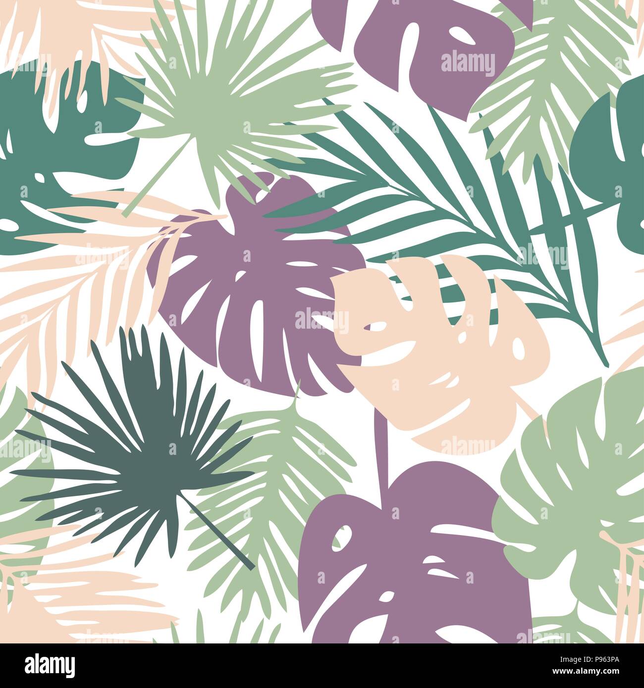 vector pattern with tropical leaves Stock Vector Image & Art - Alamy