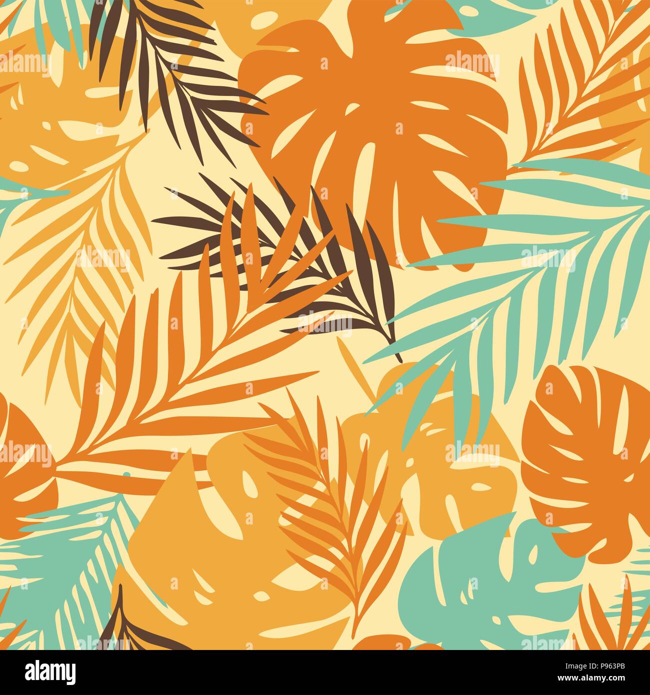 vector pattern with tropical leaves Stock Vector Image & Art - Alamy