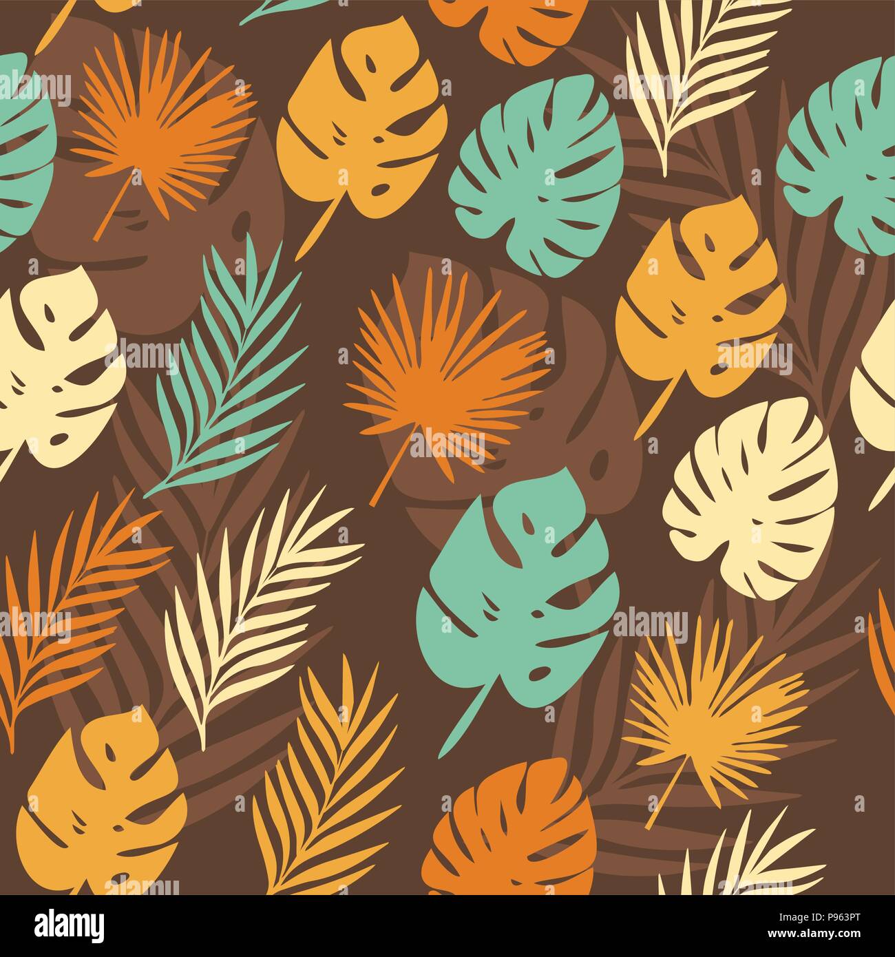 vector pattern with tropical leaves Stock Vector Image & Art - Alamy