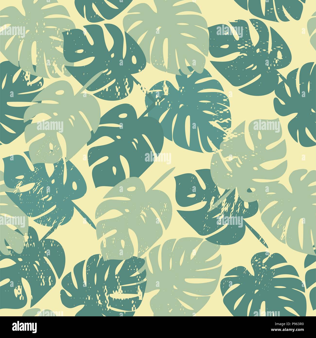 vector pattern with tropical leaves Stock Vector