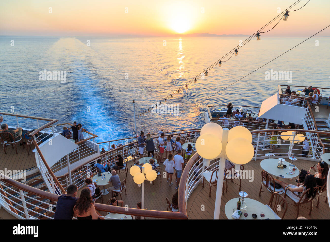 ETS tur cruise ship in aegean sea July 6, 2018 People in Cruise