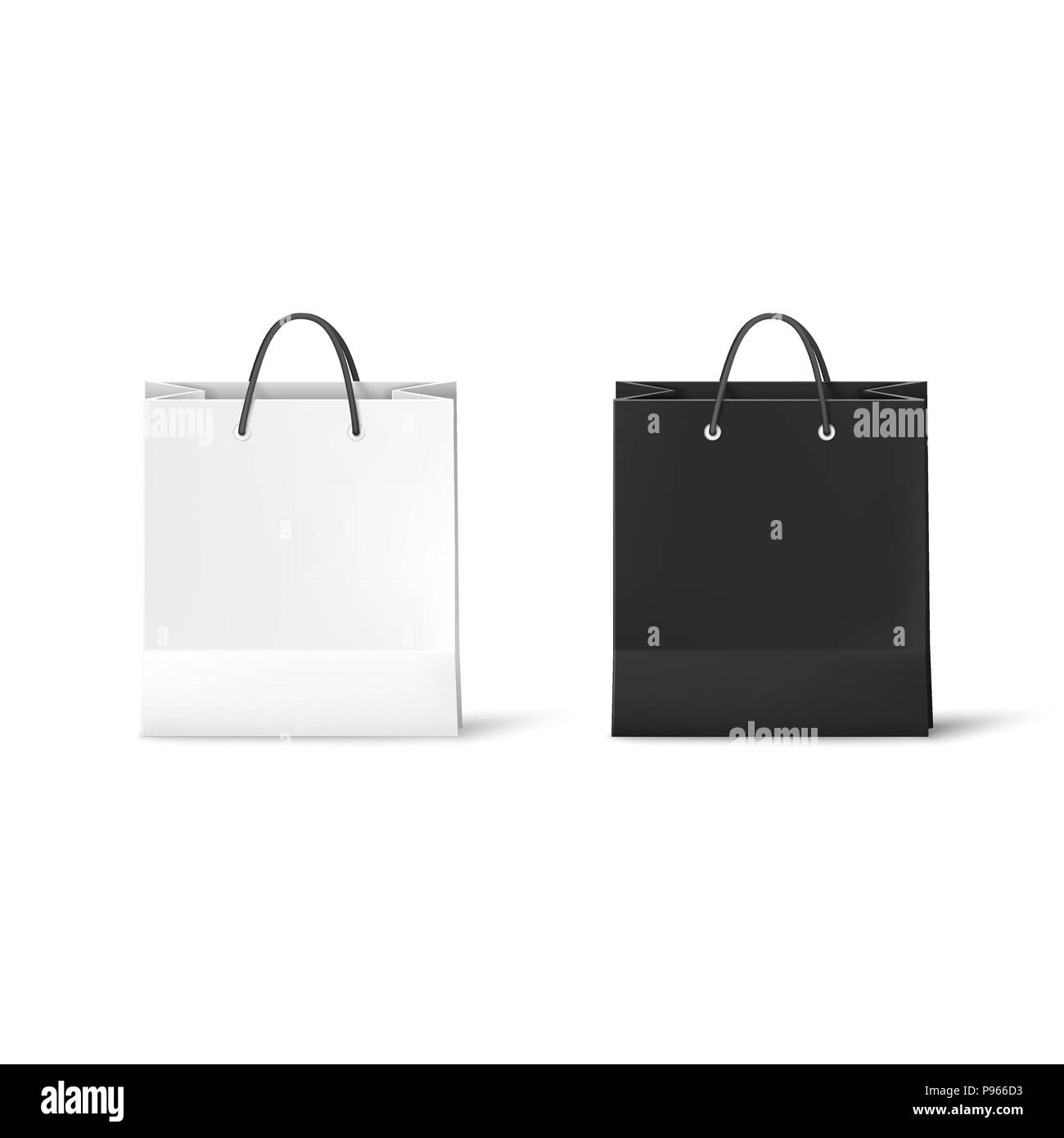 Black and White Paper Bags. Realistic bag illustration isolated on