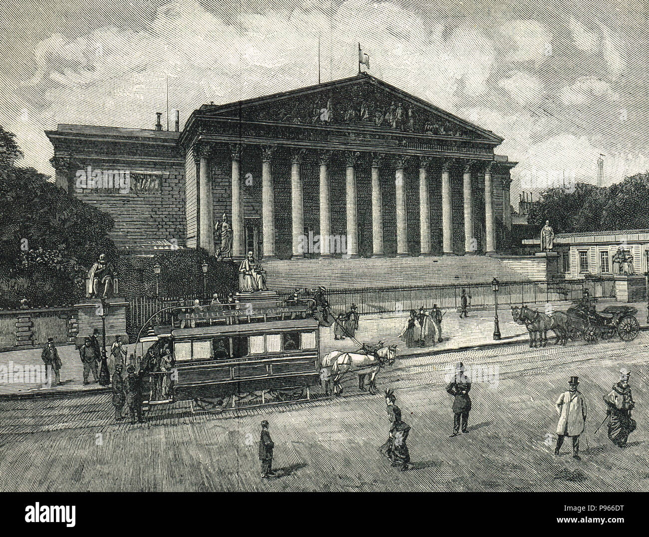 Exterior of the Chamber of Deputies, Paris France circa 1870's, at the beginning of the French Third Republic Stock Photo