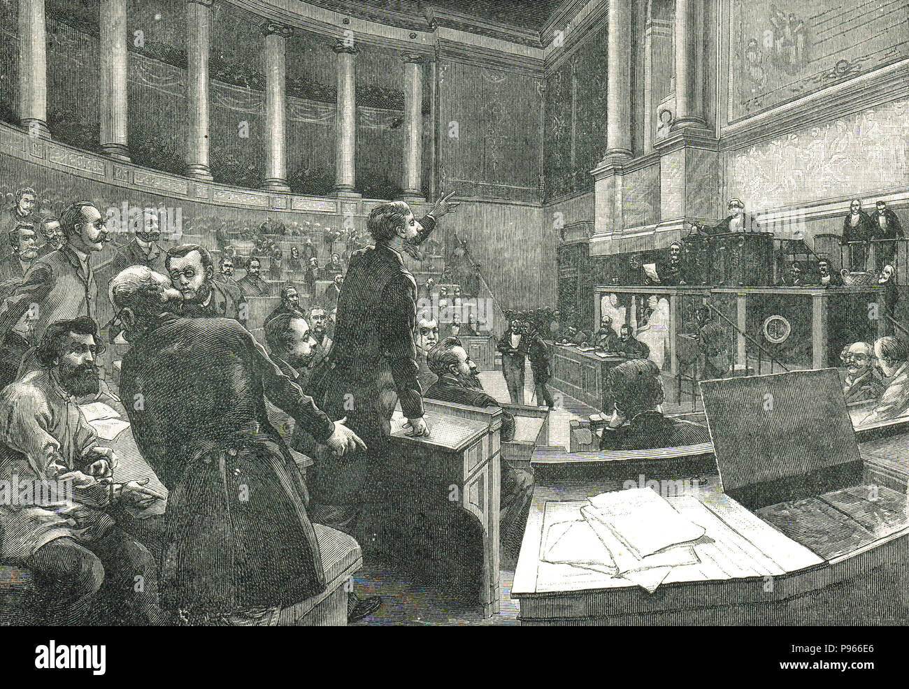 Interior of the Chamber of Deputies, Paris, France, circa 1870's, at the beginning of the French Third Republic Stock Photo