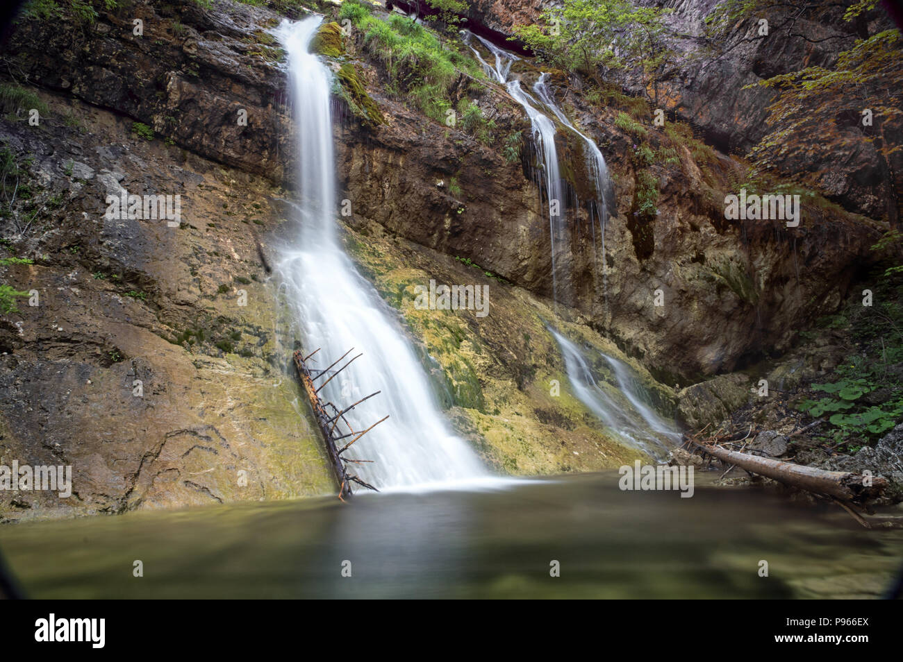 Small rapids and waterfalls at Hell (Pekel) gorge near Ljubljana, Slovenia Stock Photo