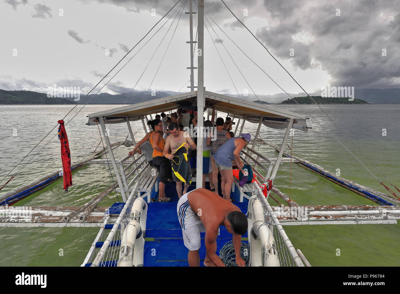 North Bays Bay, PhilippinesOctober 15, 2016 Filipino bangka pump boat
