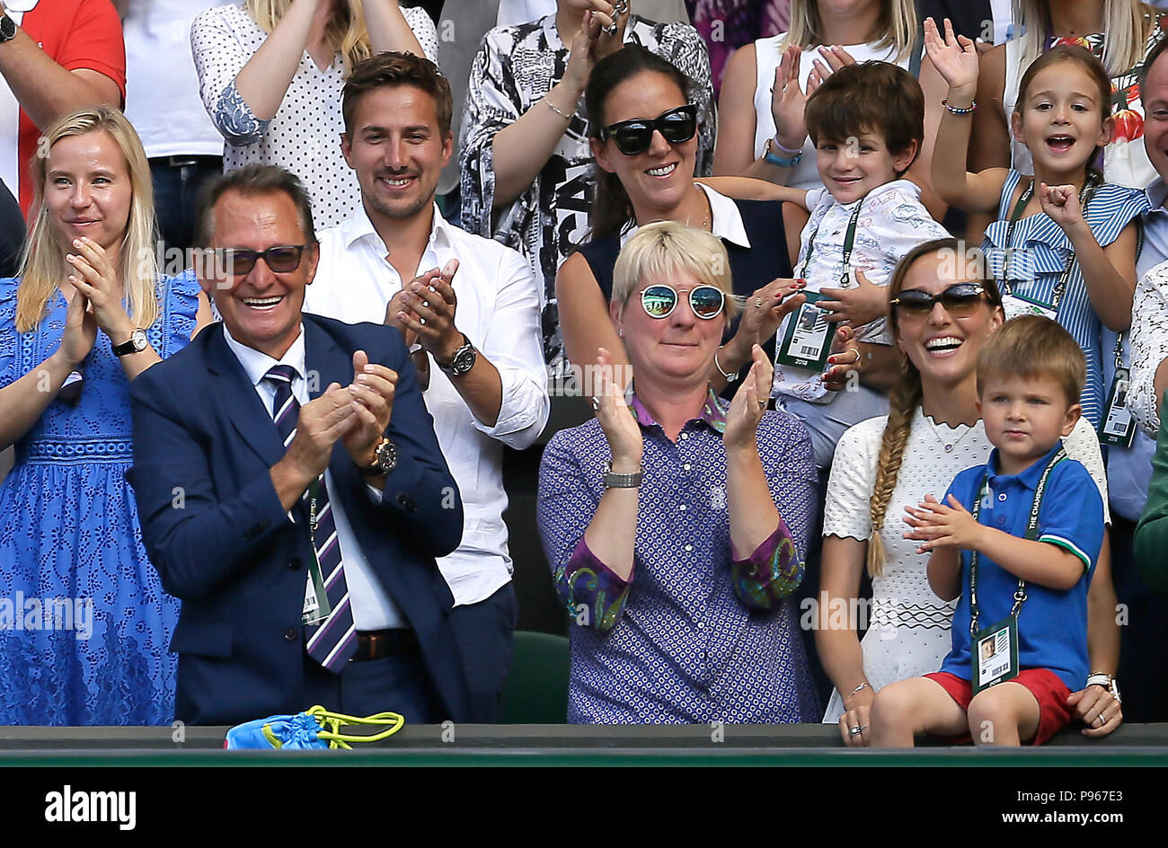 Novak Djokovic S Wife Jelena And Son Stefan In The Players Box After He Wins The Gentlemen S Singles Final Against Kevin Anderson On Day Thirteen Of The Wimbledon Championships At The All England