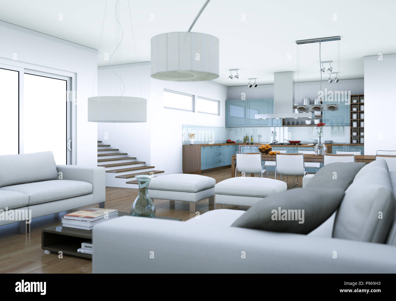 modern white living room interior design Stock Photo - Alamy