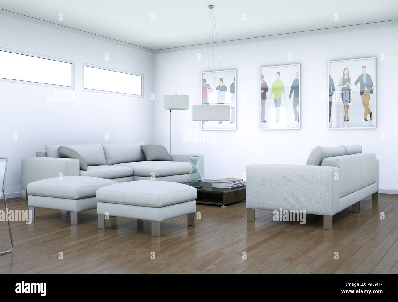 modern white living room interior design Stock Photo - Alamy