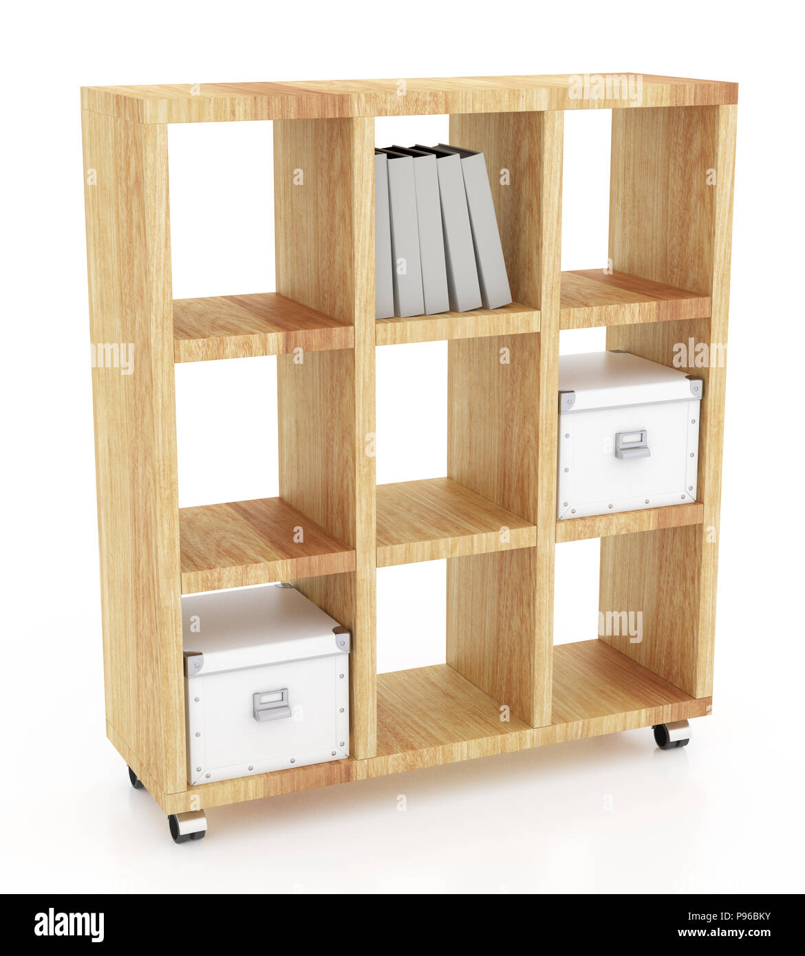 Wooden book rack isolated on white background. Include clipping path ...