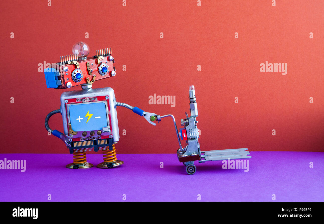 Robot loader with powered pallet jack. Creative design forklift cart