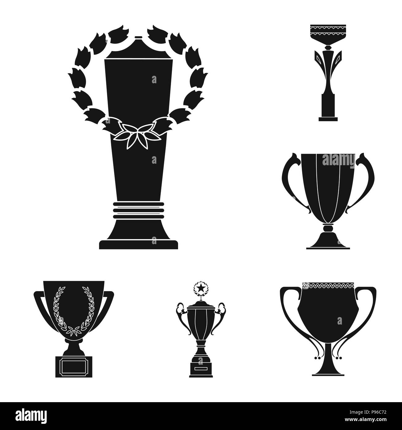 Gold Cup black icons in set collection for design. Winners Cup vector