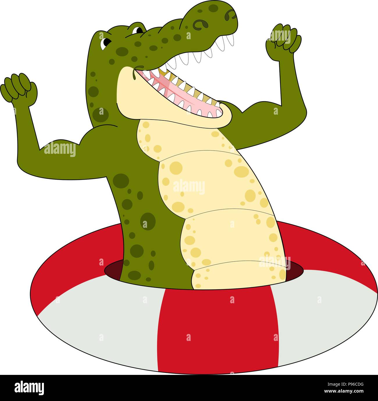 illustration of Cartoon strong crocodile raster Stock Photo