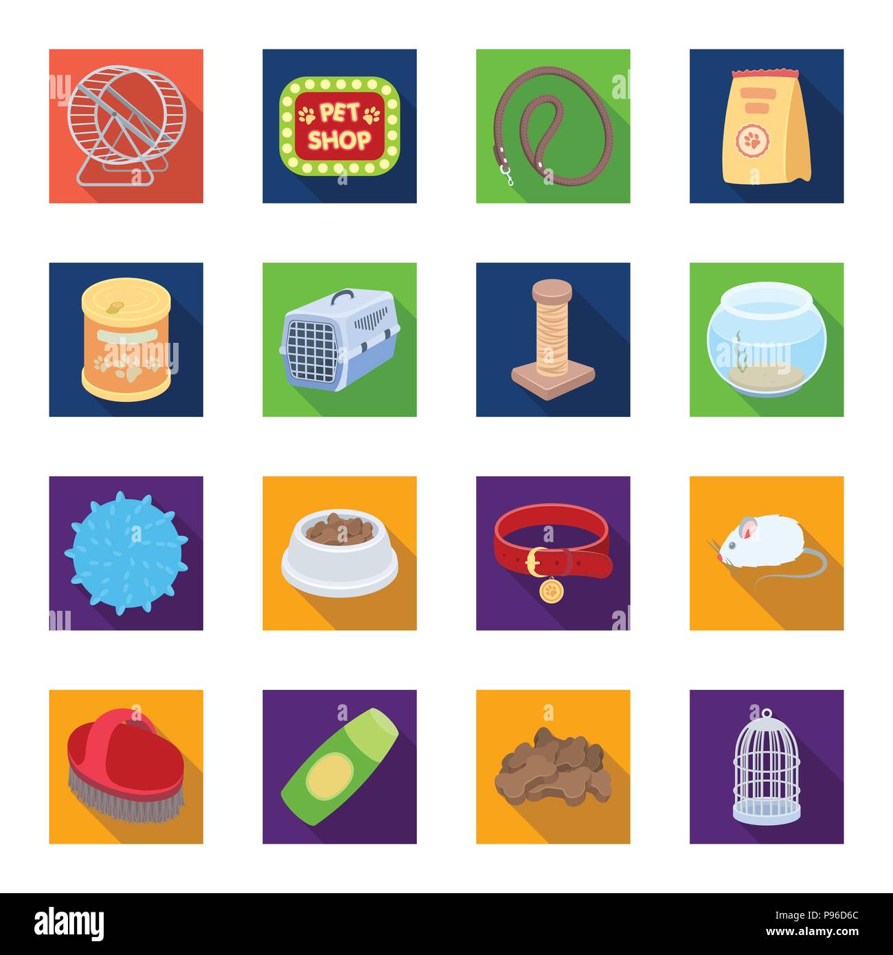 Pet shop flat icons in set collection for design.The goods for animals ...