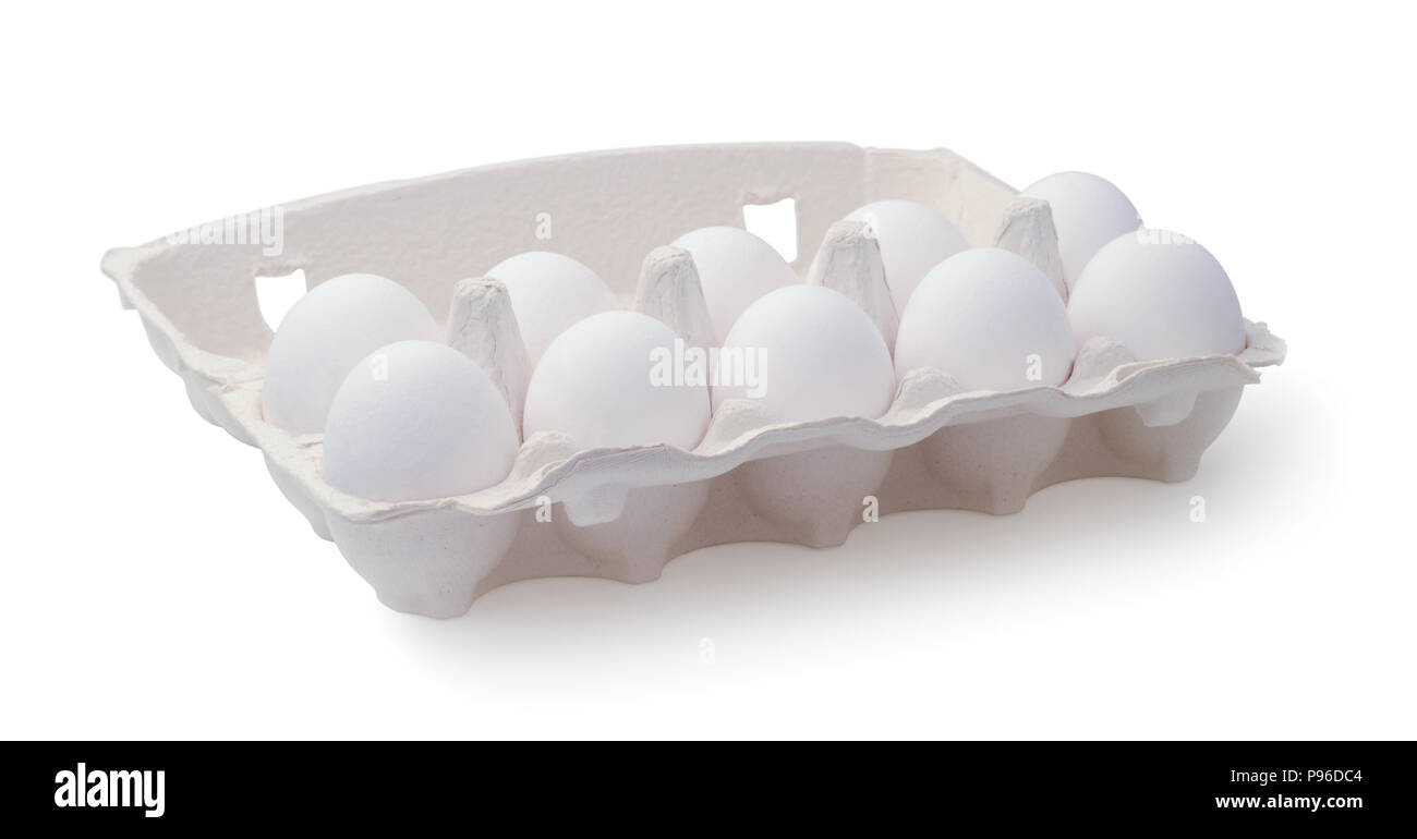 Chicken eggs in a box isolated on a white background Stock Photo - Alamy
