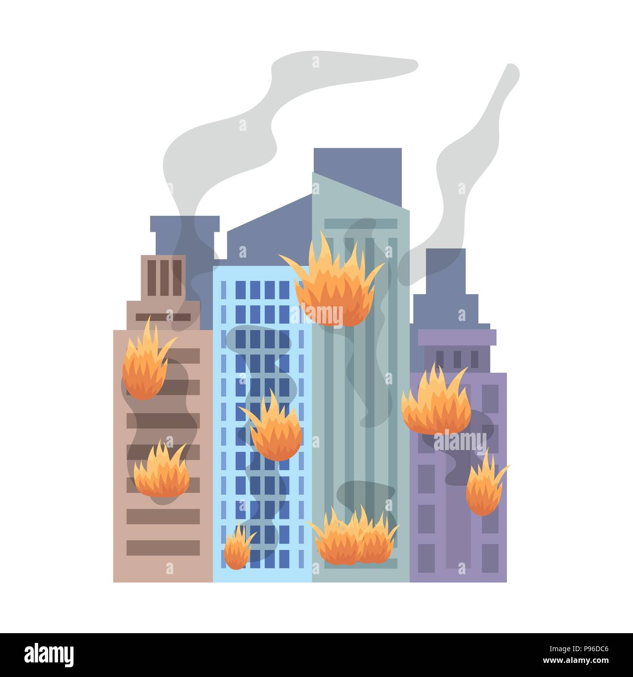 Family home on fire, fire in the building. Last minute window in the