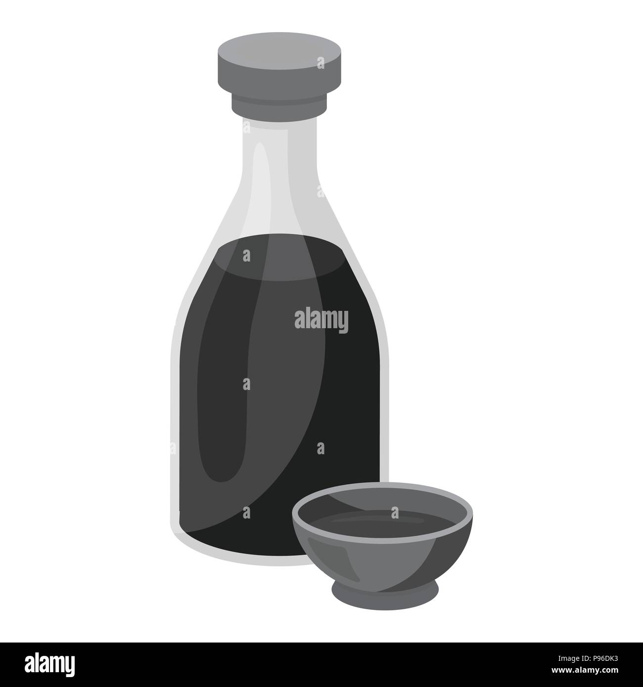 Soy sauce icon in monochrome style isolated on white background. Sushi
