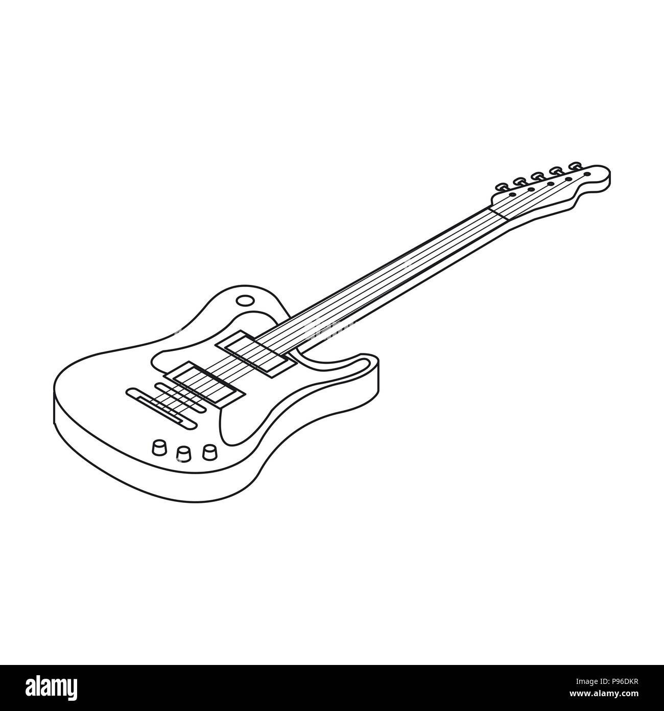 Electric guitar icon in outline design isolated on white background.  Musical instruments symbol stock vector illustration Stock Vector Image &  Art - Alamy