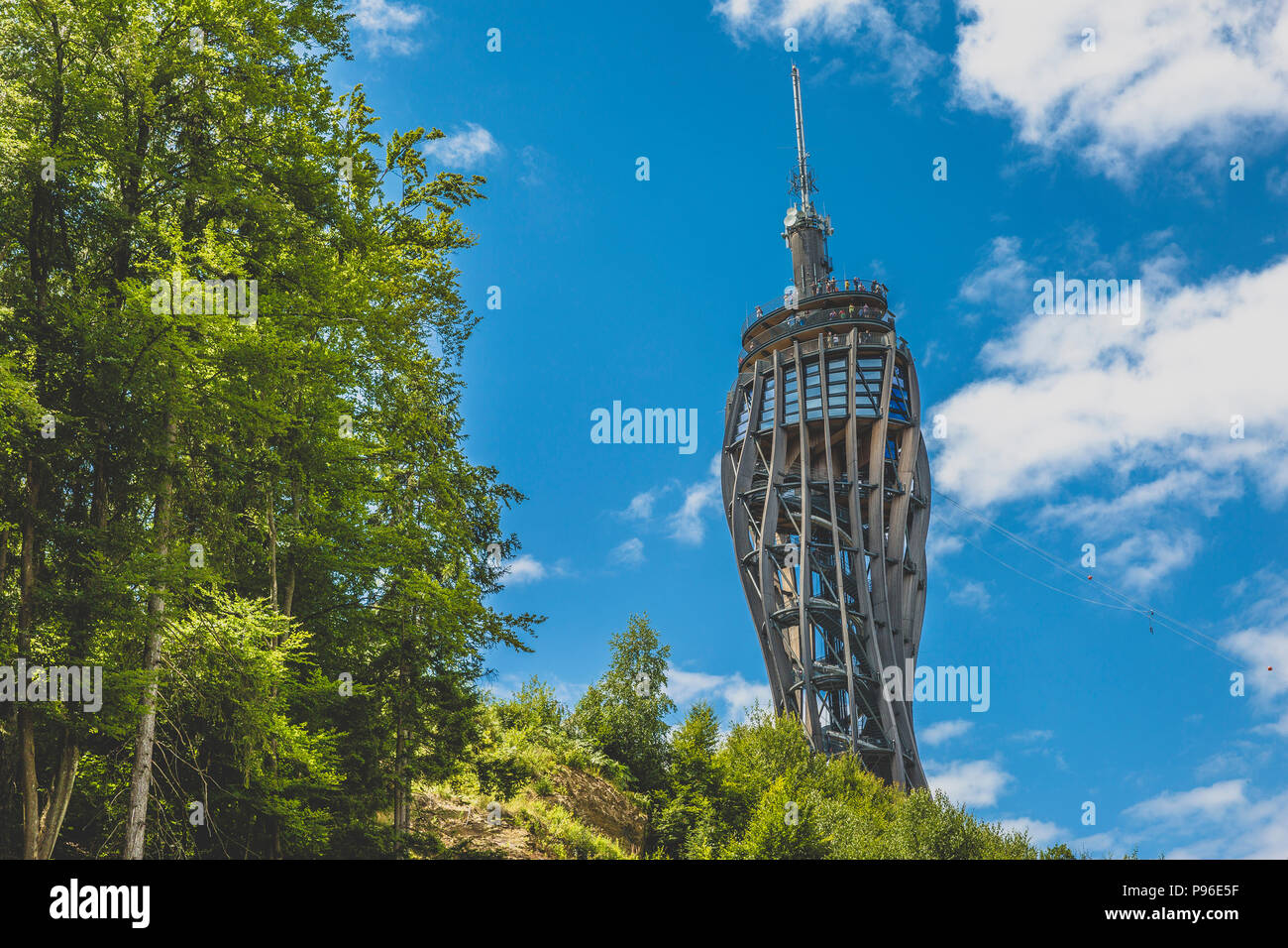 Austria, Carinthia, Observation tower Pyramidenkogel at Woerthersee Stock Photo