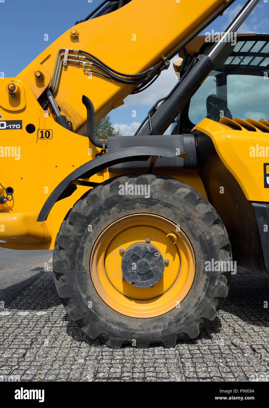Heavy construction equipment, yellow telehandler, loadall, JCB 540