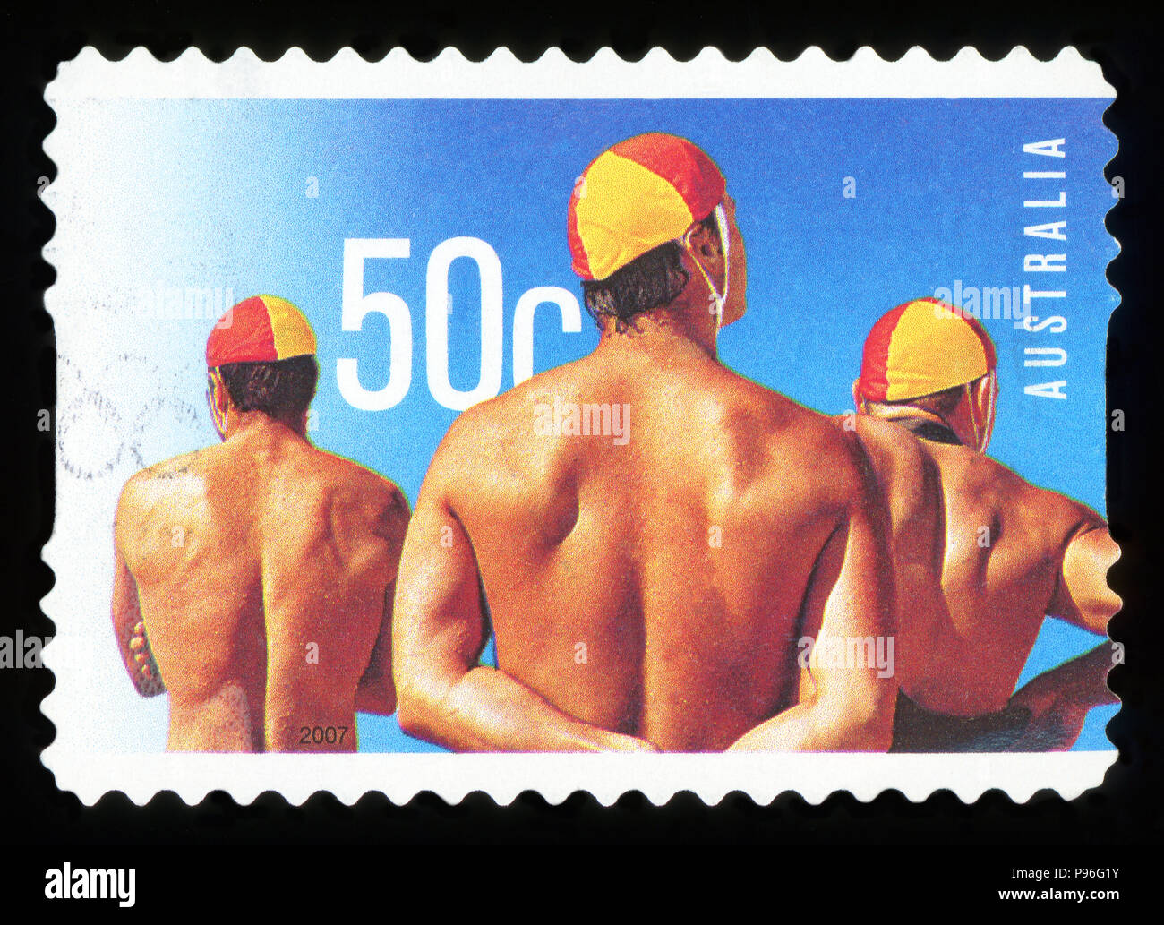 AUSTRALIA - CIRCA 2007:A Cancelled postage stamp from Australia illustrating The year of the lifesaver, issued in 2007. Stock Photo
