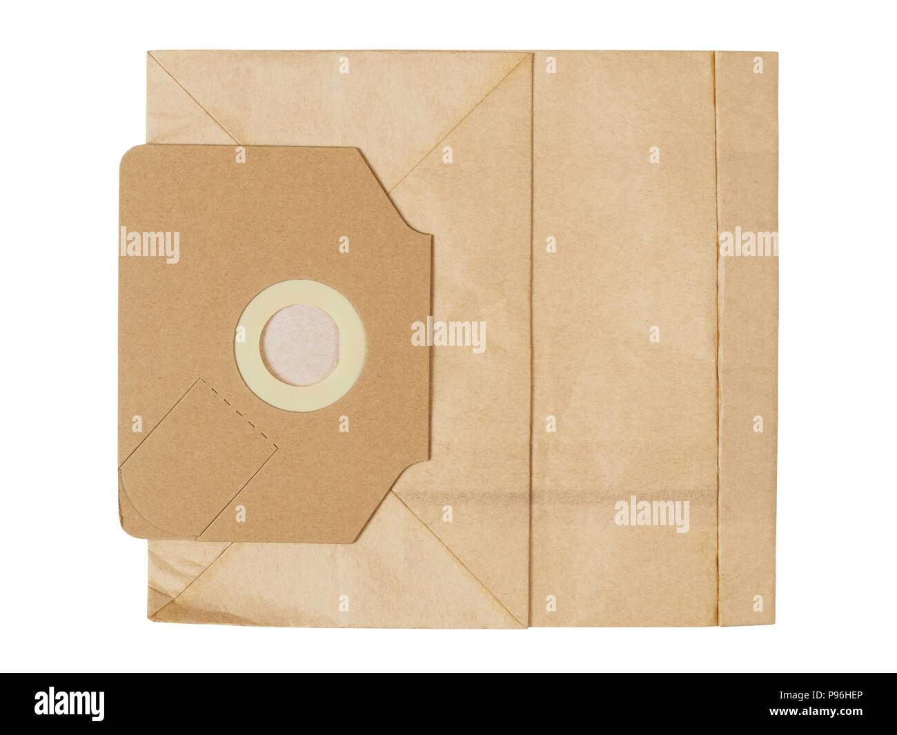 Disposable paper bag for vacuum cleaner isolated on white background