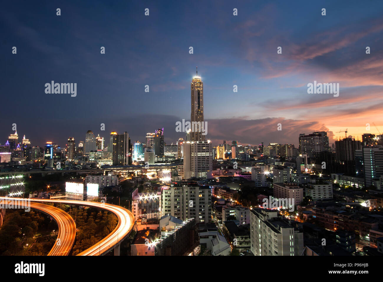 Bangkok city view at night time Stock Photo - Alamy