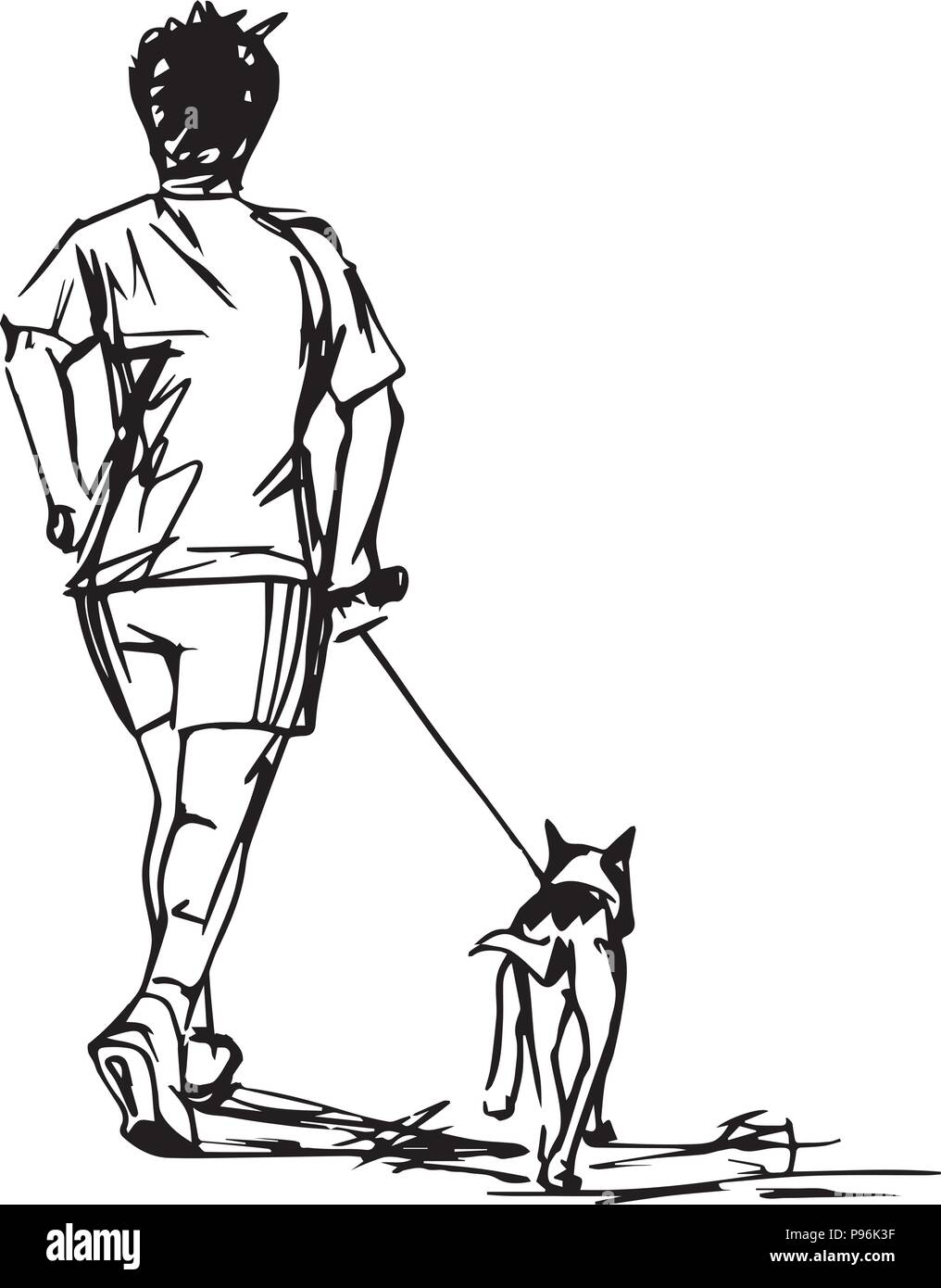 Sketch of Runner with Dog vector illustration Stock Vector