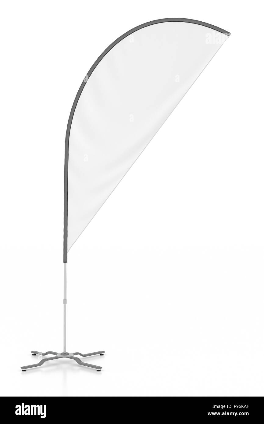 White Blank Advertising Banner Flag Mockup Isolated With Clipping