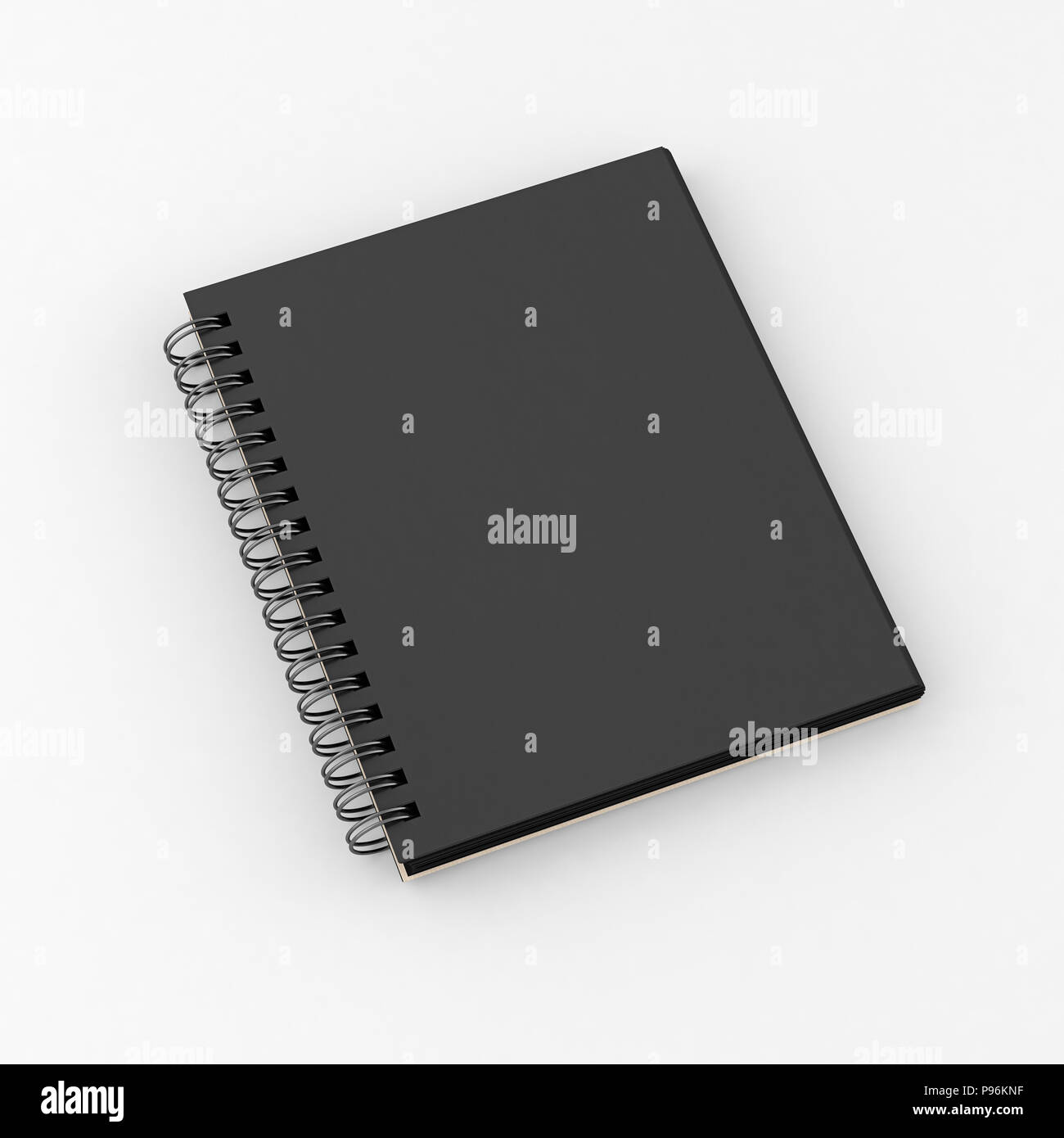 Black spiral notepad isolated on white background. Include clipping