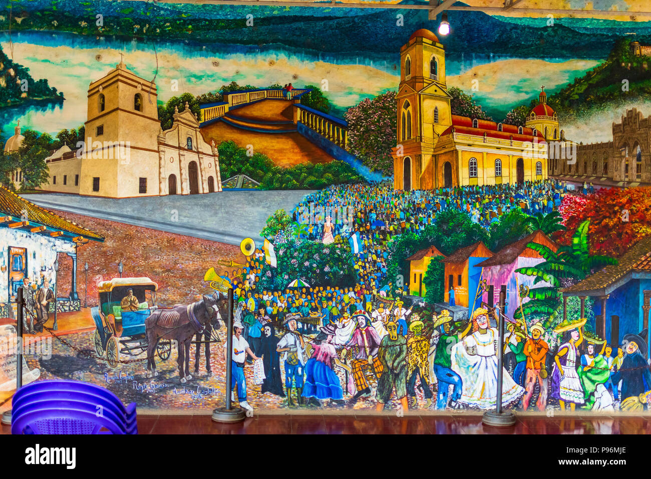 Masaya, Nicaragua. February 8, 2018. A painting on the wall in the Masaya markets Stock Photo