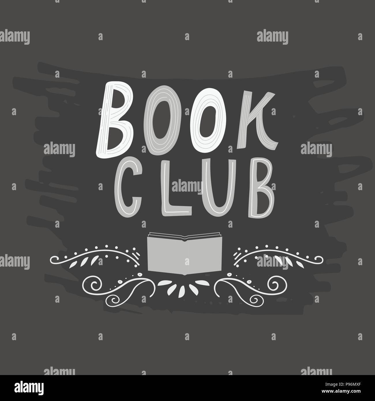 Hand drawn lettering Book club inscription for invitation and greeting ...