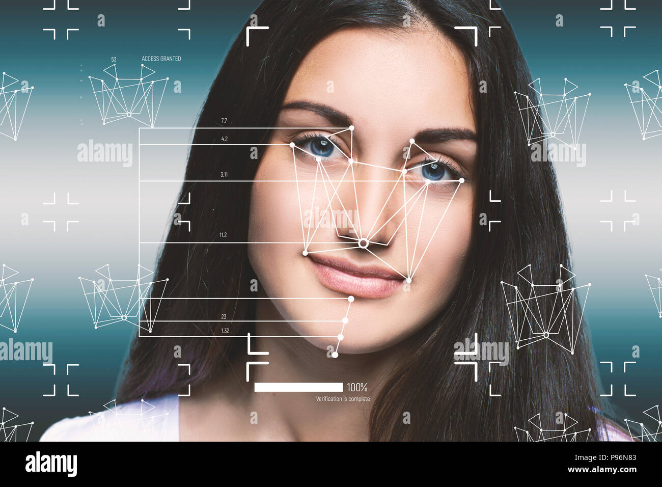 Facial Recognition System concept. Face Recognition Stock Photo