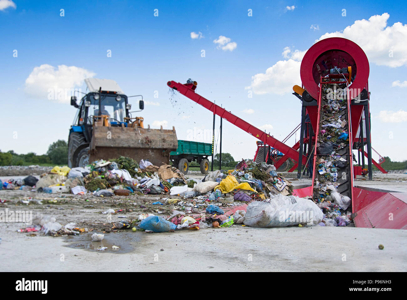 view in modern waste hazardous recycling plant and storage Stock Photo