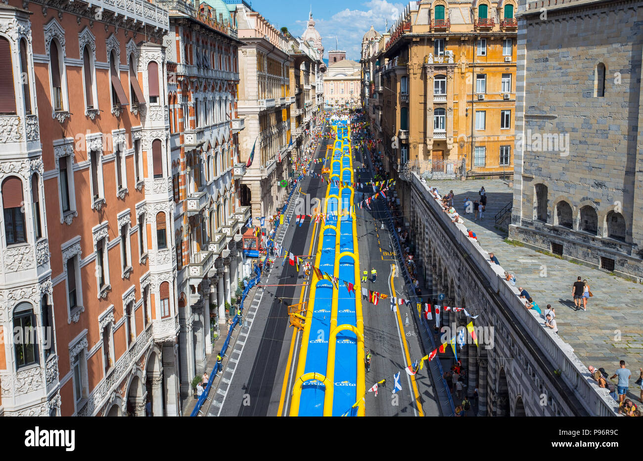 GENOA (GENOVA), ITALY, JULY, 7, 2018 The longest water slide entered