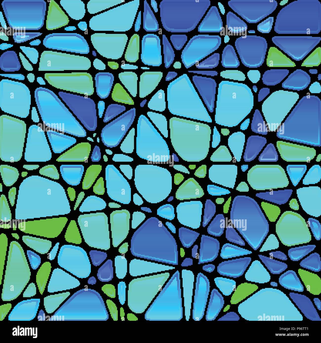 abstract vector stained-glass mosaic background - blue and green Stock ...