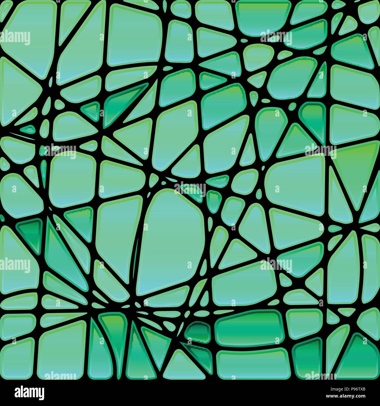 abstract vector stained-glass mosaic background - green and teal Stock ...