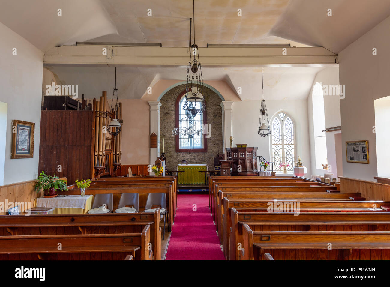 St Luke's Church interior, Baldwin, Isle of Man. Stock Photo
