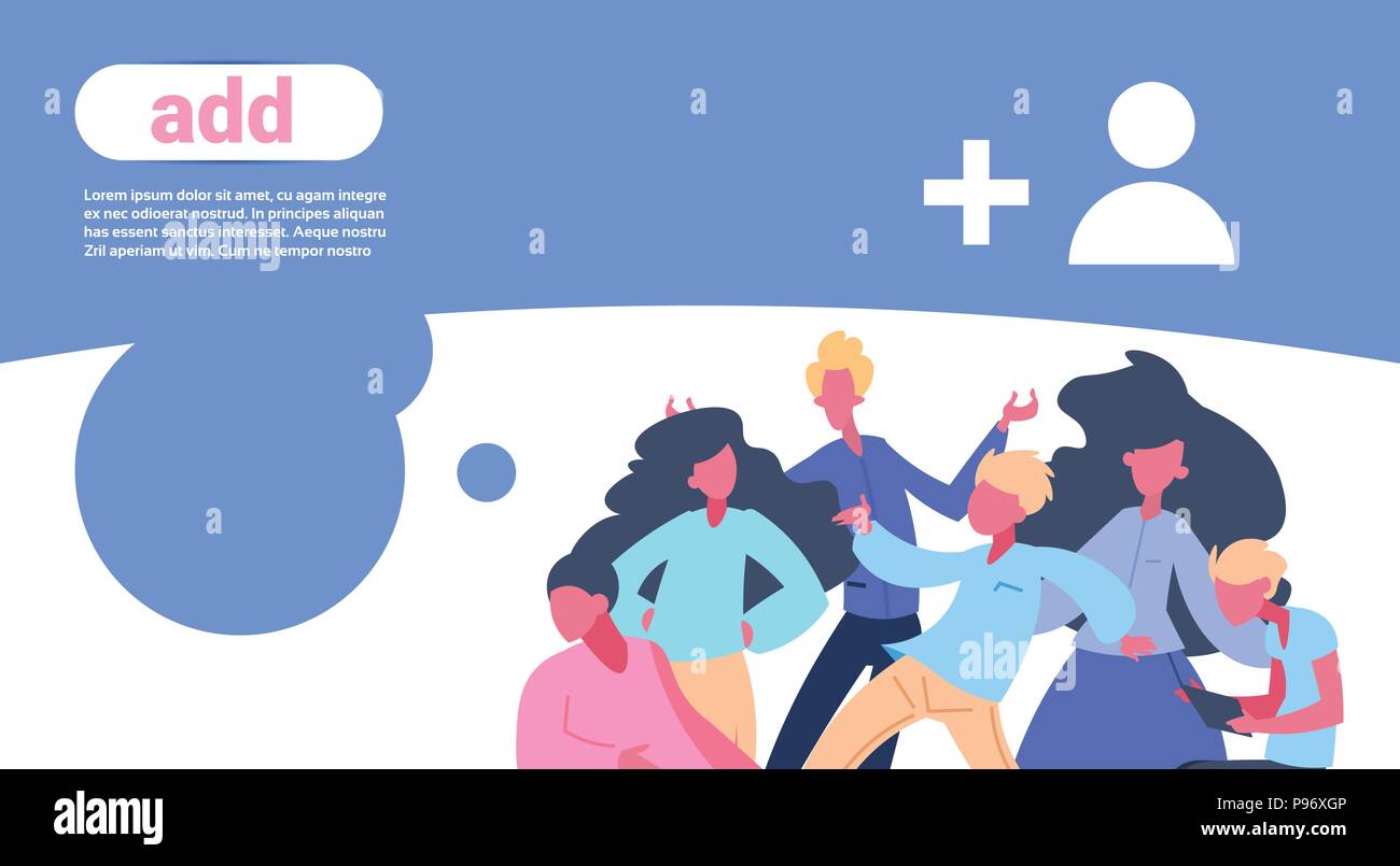 Person Adding people team add new user concept man woman communication flat copy ...