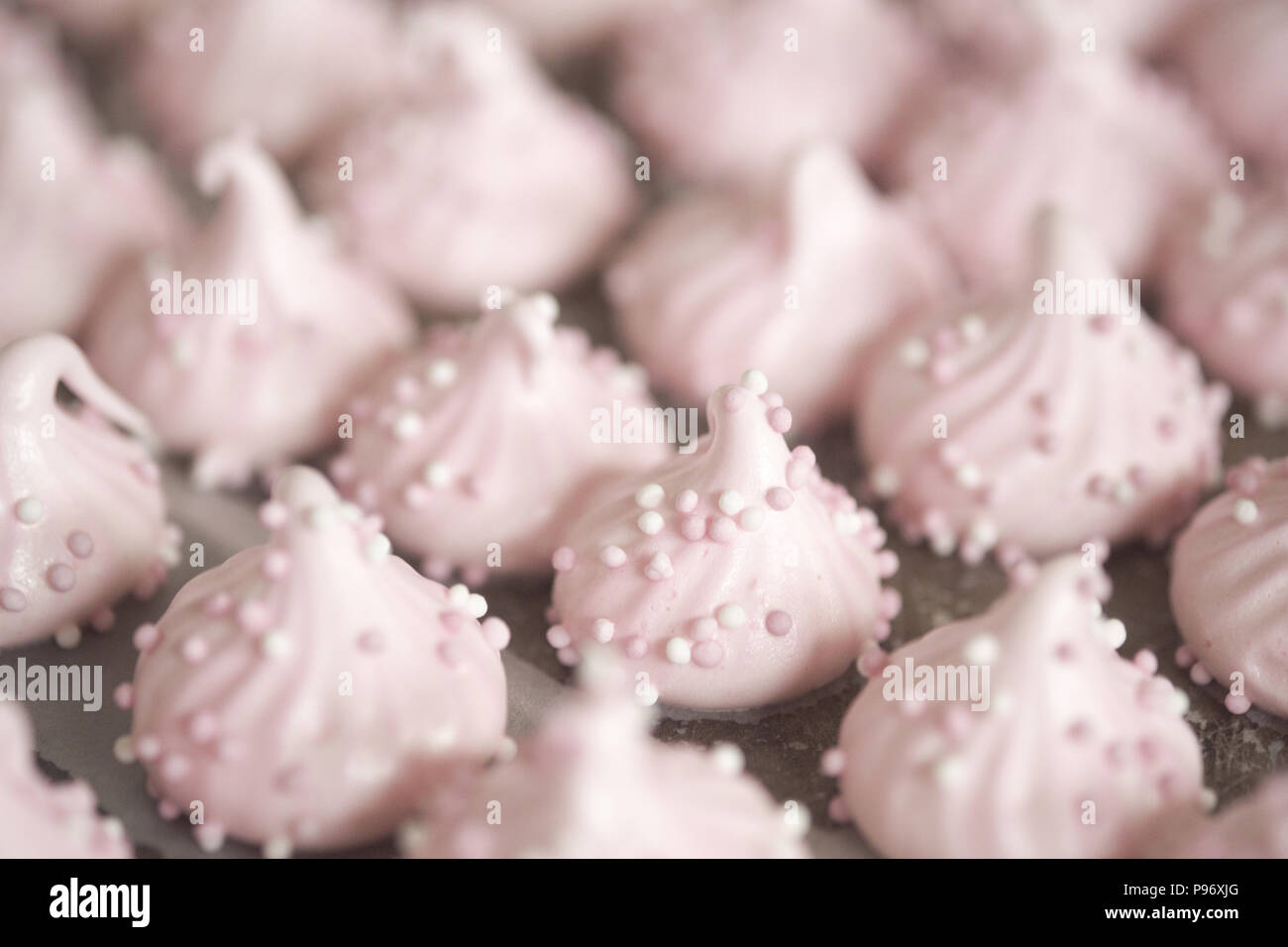 Meringues in Pink Stock Photo