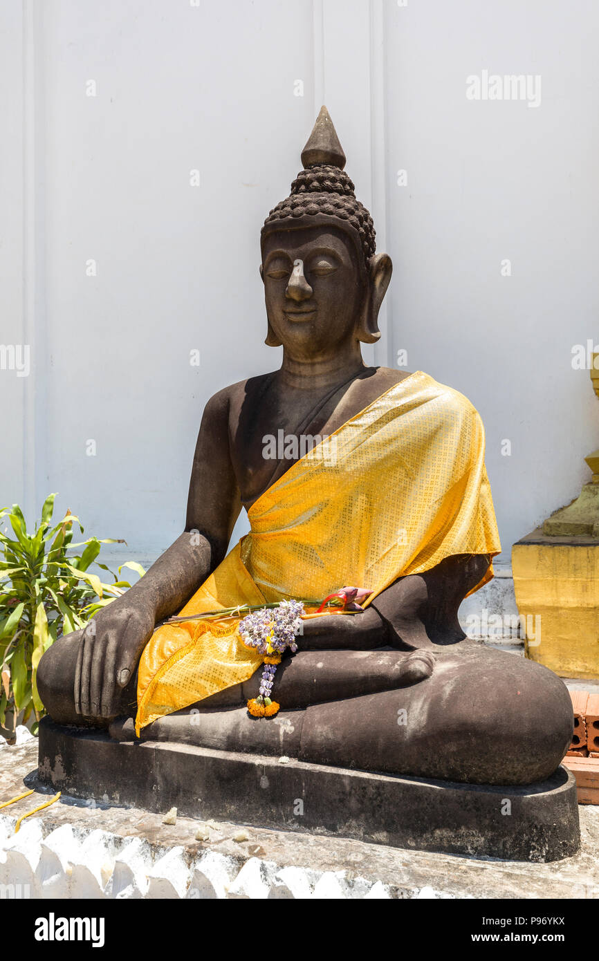 Black Buddha, Wat Luang Pakse, temple in Pakse, Laos Stock Photo