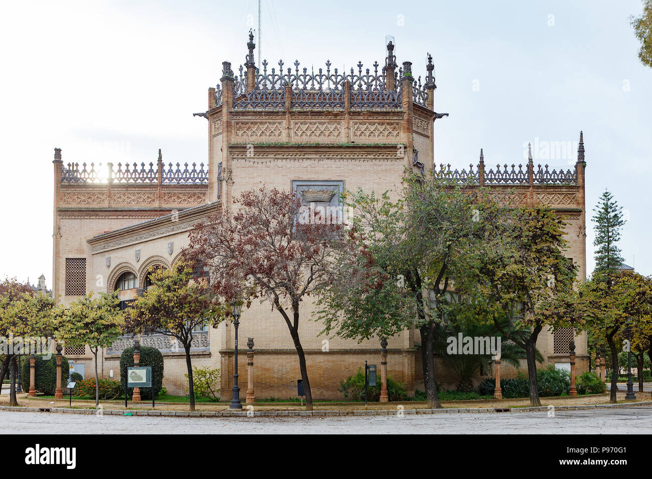 Royal pavilion (Pabellon Real) in the Plaza America of the Parque de Maria Luisa. Seville, Spain Stock Photo