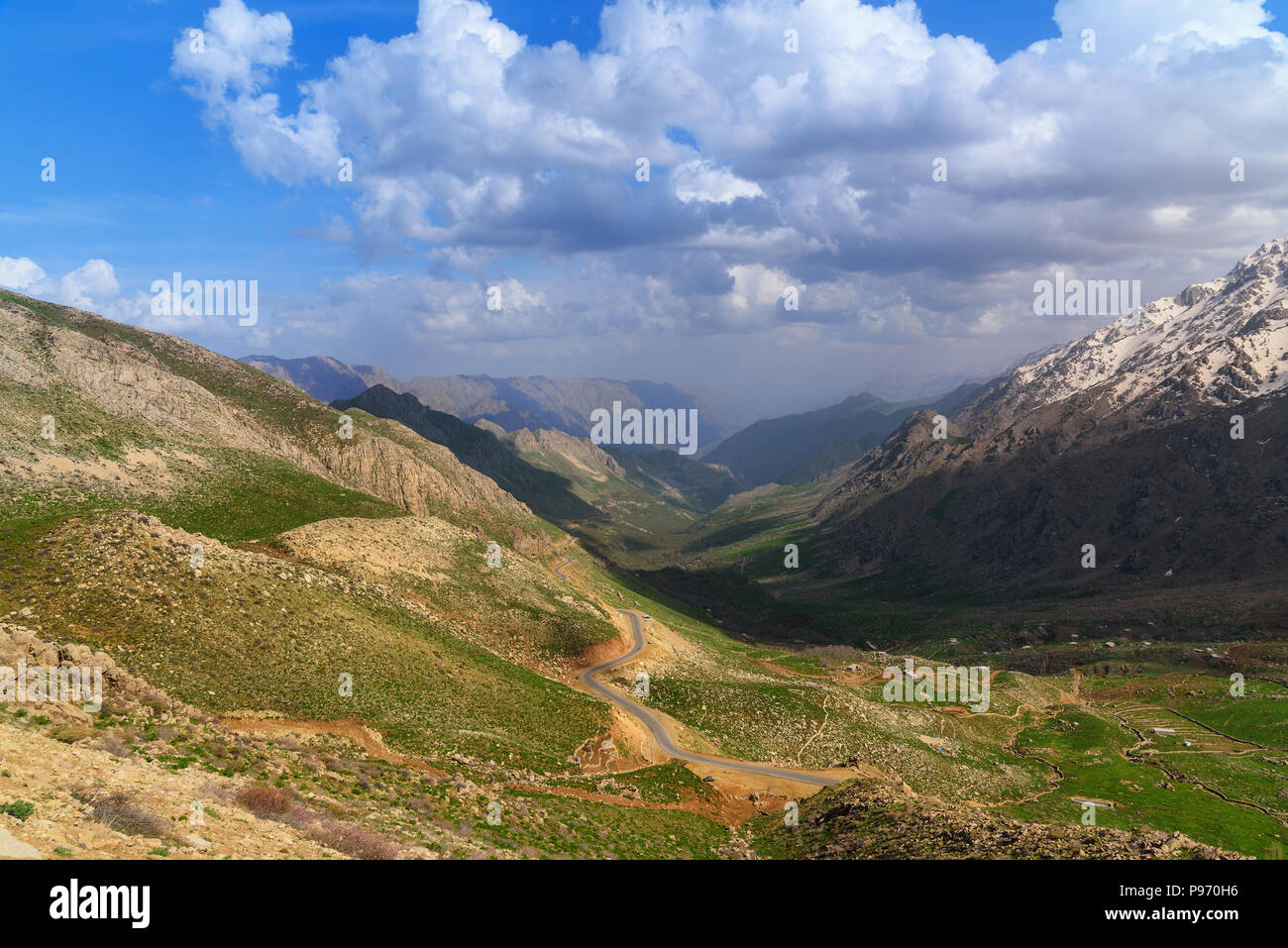 View on Howraman Valley in Zagros Mountain. Kurdistan Province, Iran. Stock Photo