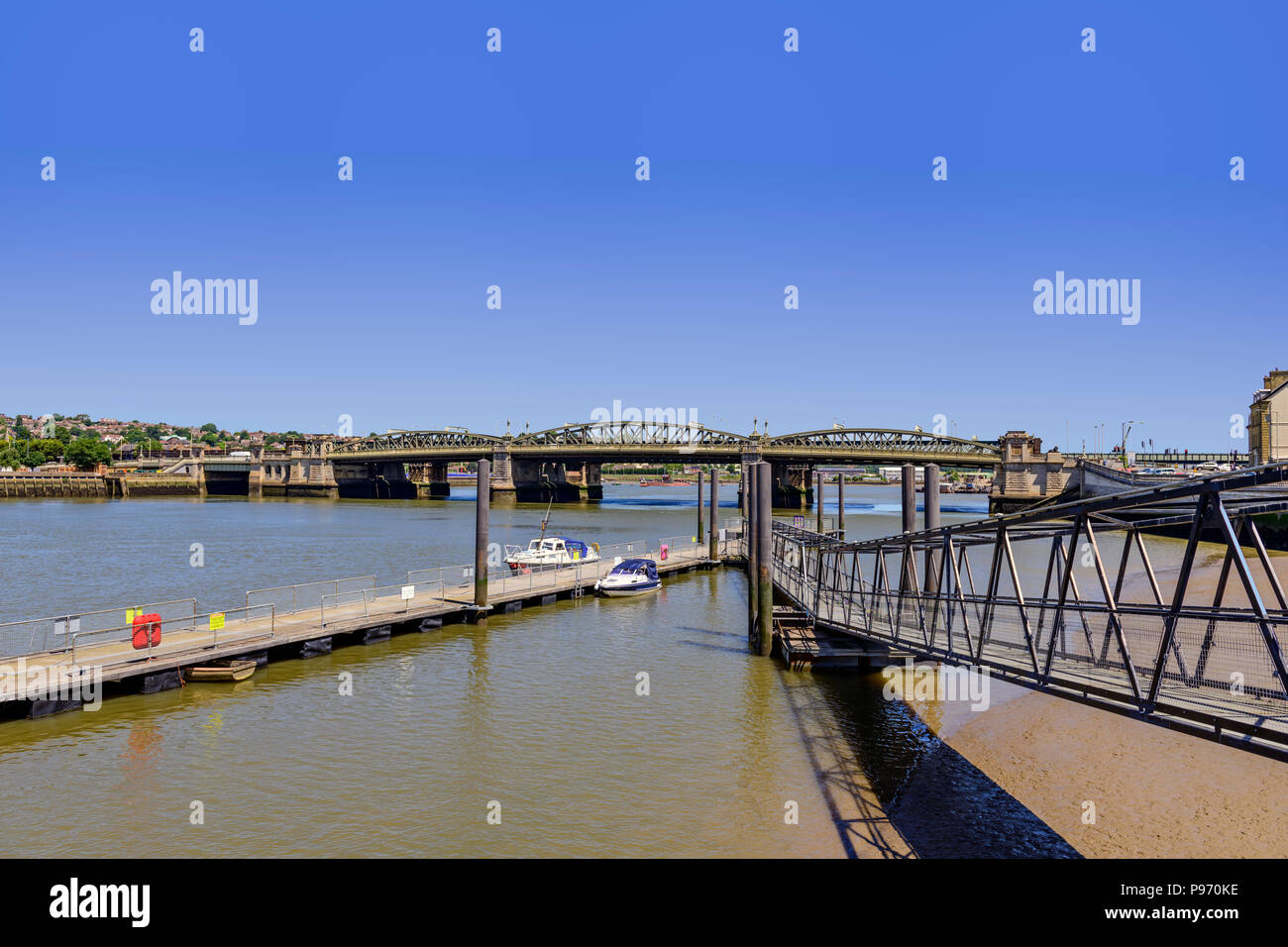 Rochester bridge crossing the river medway Stock Photo